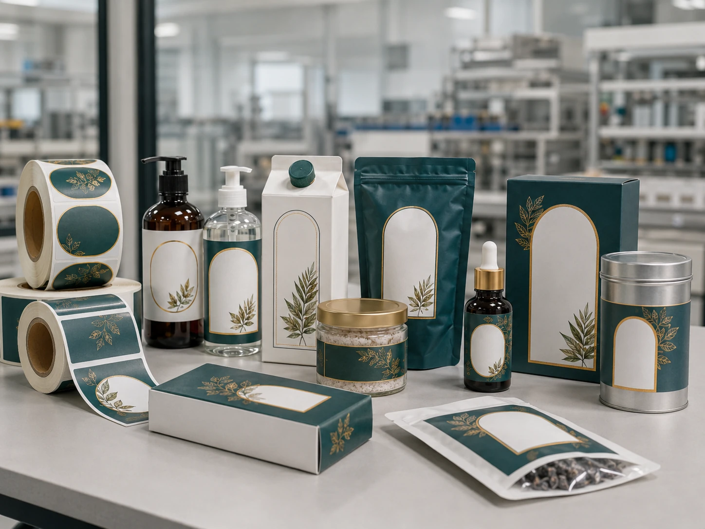 Printed labels applied on bottles, jars, cartons and packaged products